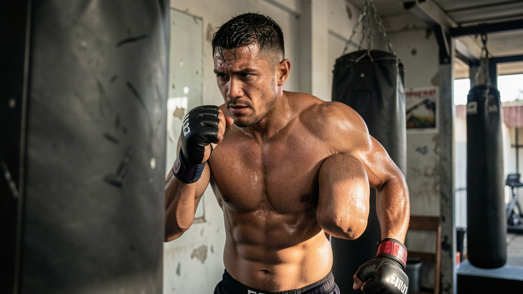 MMA fighter training in the gym
